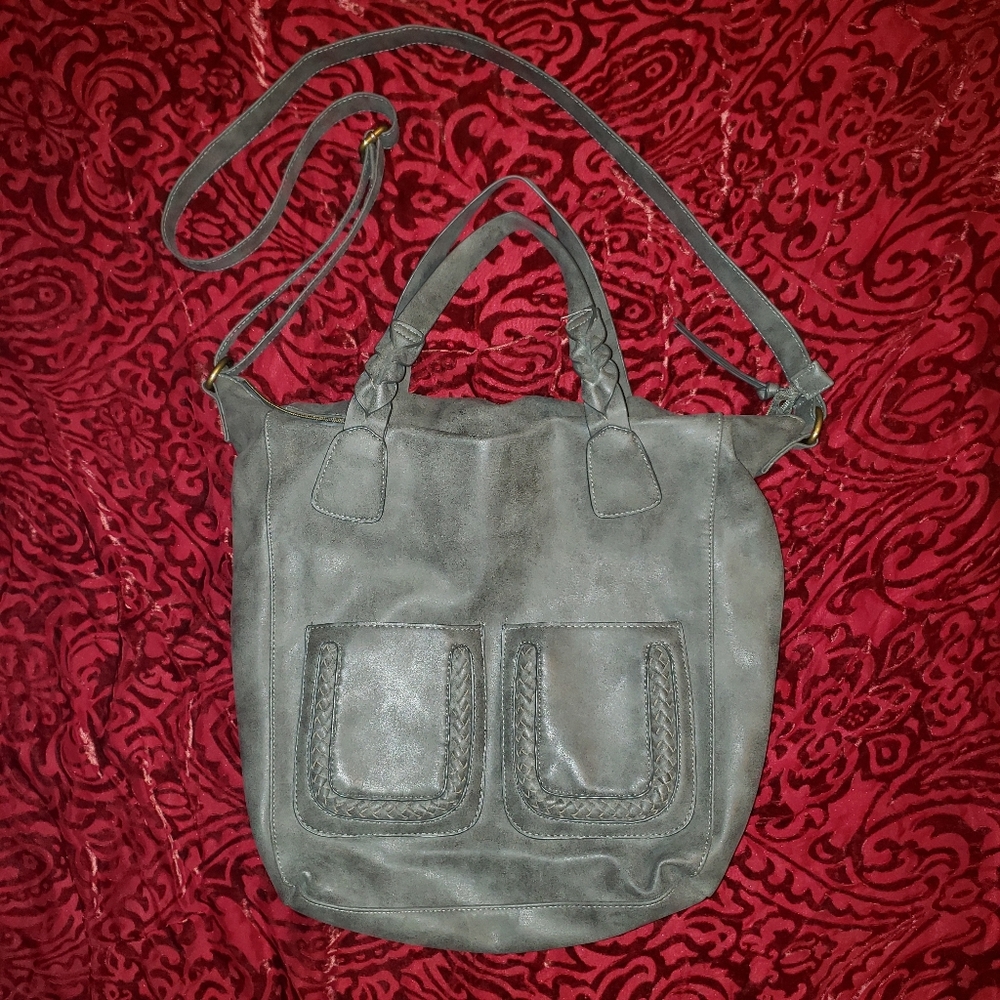 Large‎ Gray Crossbody Purse Bag Hippie Chic Tall Long Strap